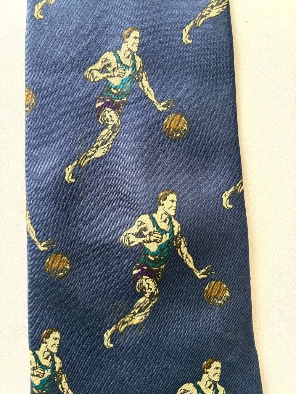 Vintage Basketball Player Pattern Tie
